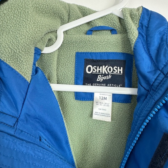 Carter’s 
OshKoshB'gosh	Fleece Lined Jacket 12M - Picture 3 of 4